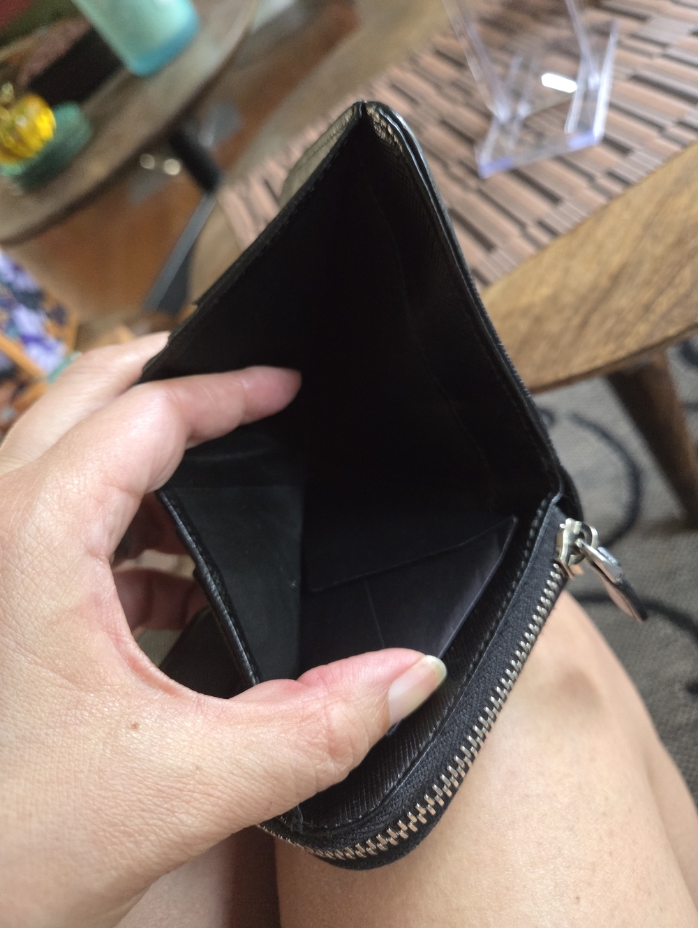Authentic Prada Black Nylon Compact Zip Wallet with Silver Logo - Picture 7 of 10